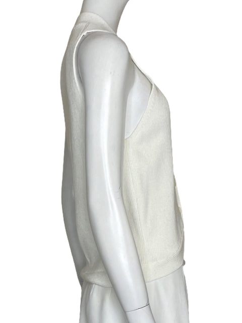 Chaleco Massimo Dutti Tejido Sin Mangas Blanco - Talla S