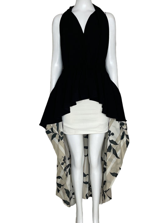Blusa  A/B Asimetrico Estampado Negro-Talla S