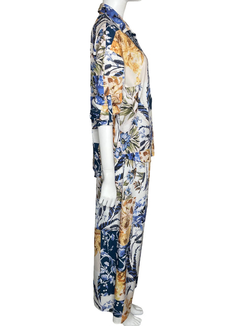 Set Mulla Camisa+Pantalón Floral Blanco-Talla S