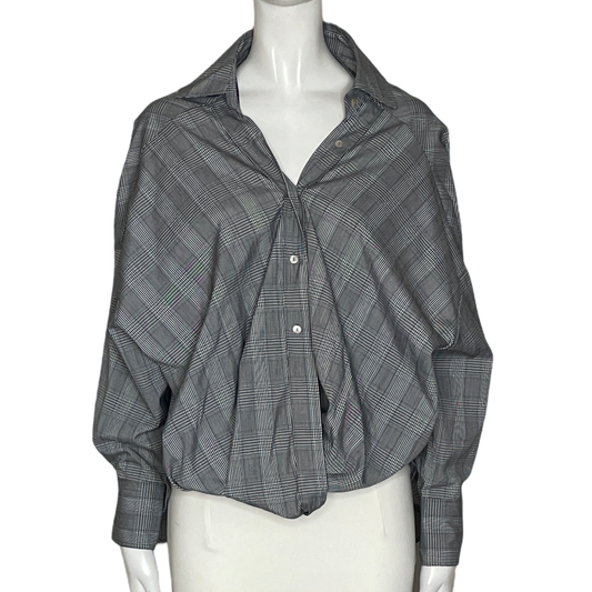 Blusa Zara Cuadros Oversize Gris.Talla S