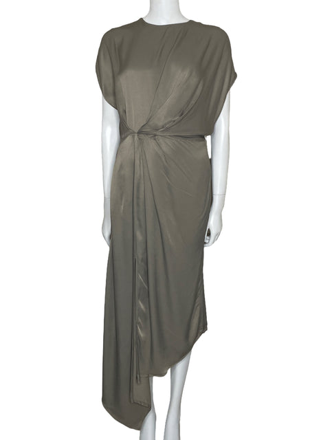 Vestido MNG Midi Drapeado Marrón-Talla 6