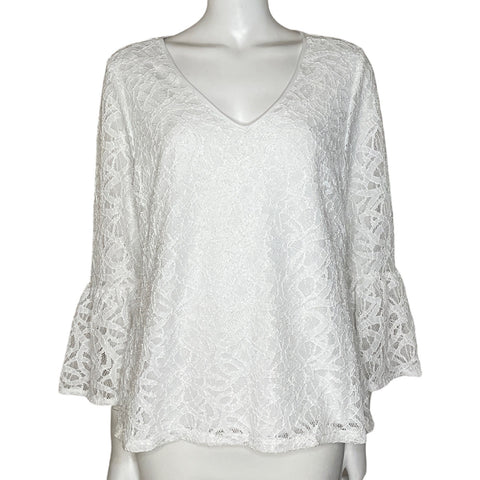 Blusa Calvin Klein Encaje Blanco-Talla U
