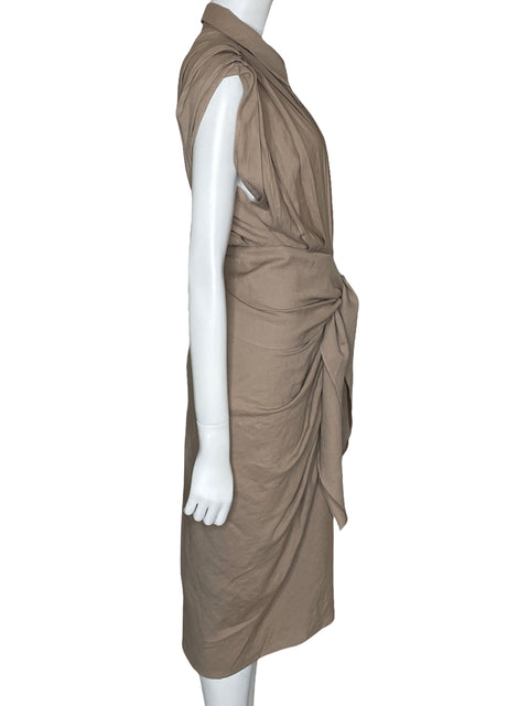 Vestido Do+Be Plisado Marrón-Talla L