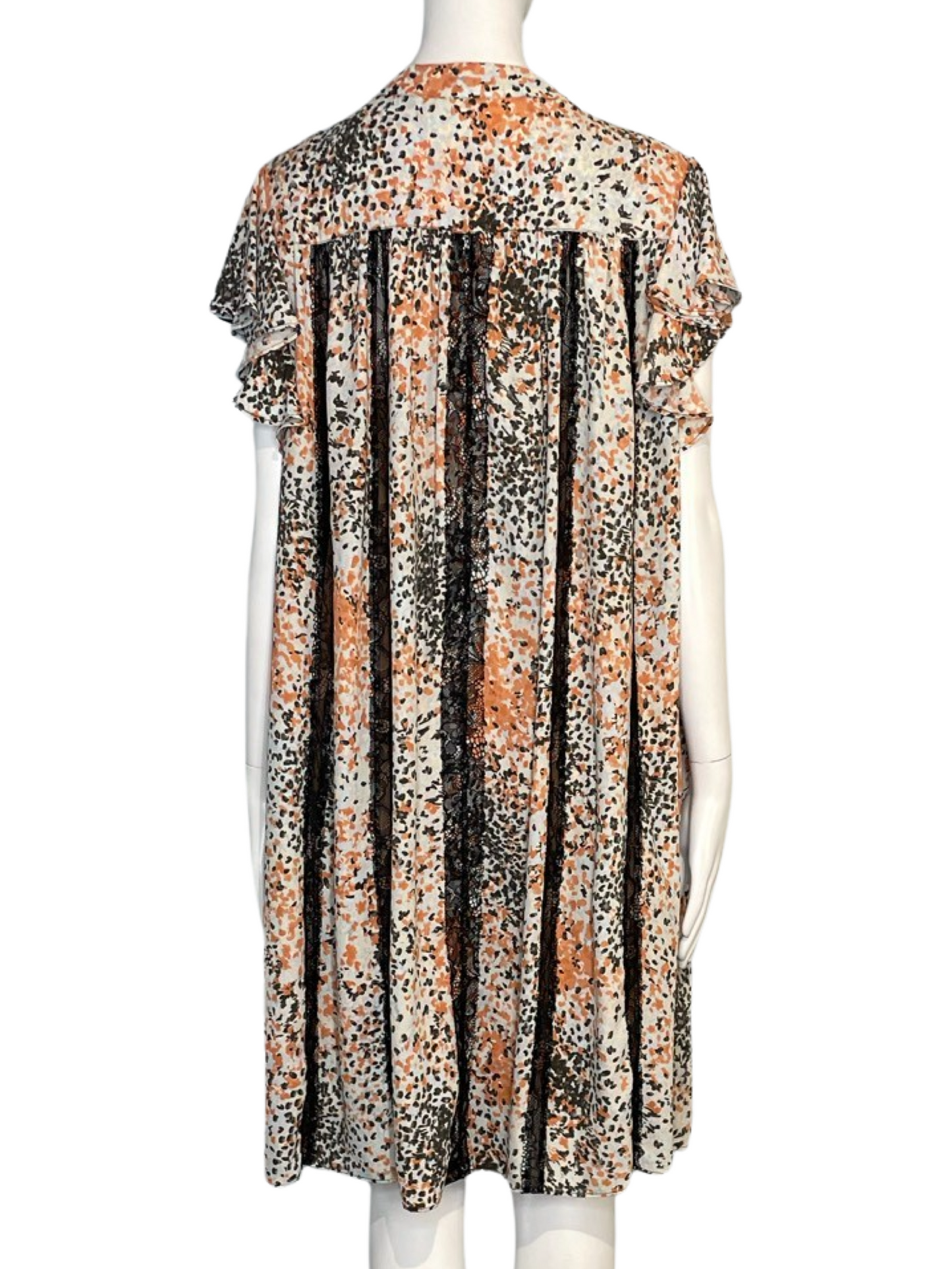 Vestido BCBG MaxaZaria Estampado Encaje Naraja-Talla L