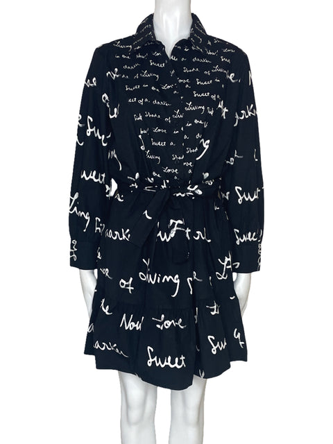 Vestido Desigual Letras Mangas Negro-Talla M