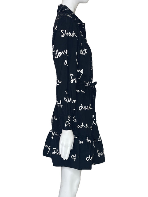 Vestido Desigual Letras Mangas Negro-Talla M