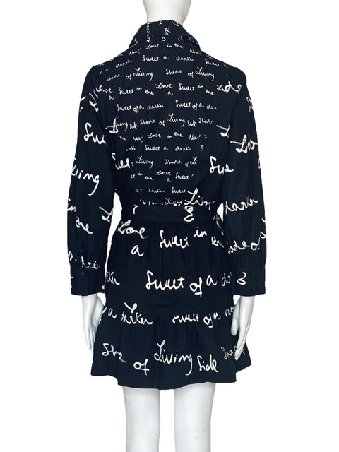 Vestido Desigual Letras Mangas Negro-Talla M