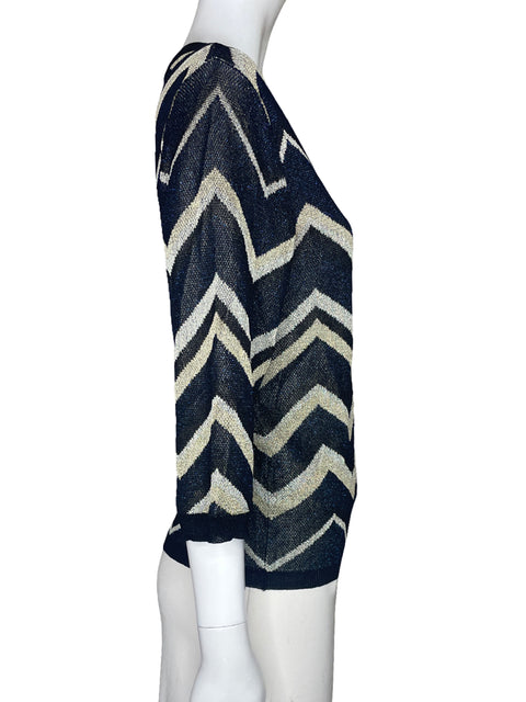 Blusa Rapsodia Ziczac Metalizado Negro-Talla S