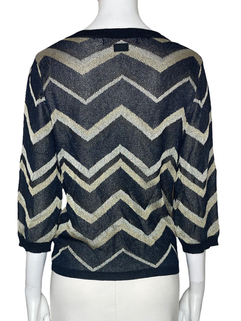 Blusa Rapsodia Ziczac Metalizado Negro-Talla S