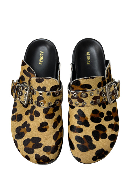 Calzado Alohas Zuecos AnimalPrint Marrón - Talla 39