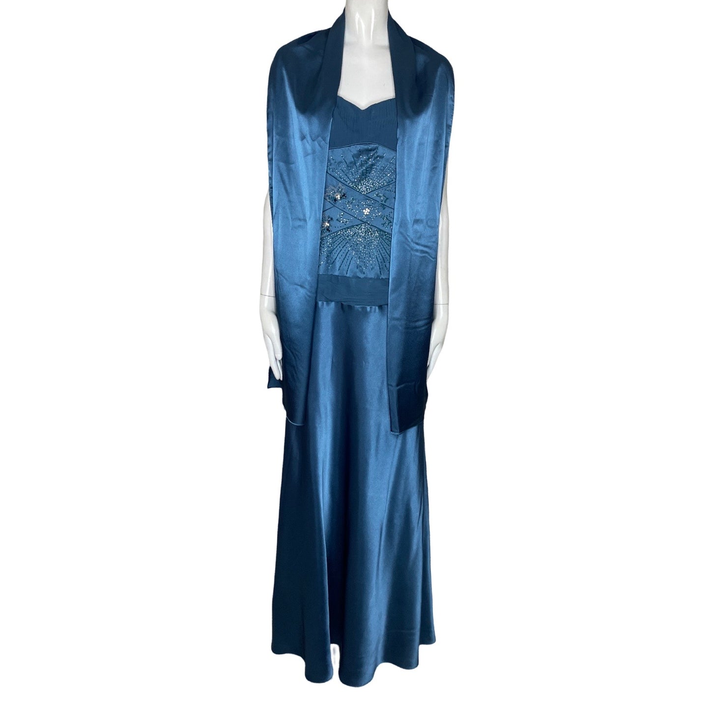 Vestido Tesoro TPS Pedreria Estola Azul-Talla M