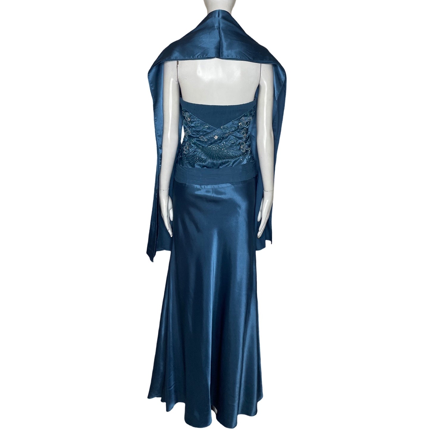 Vestido Tesoro TPS Pedreria Estola Azul-Talla M