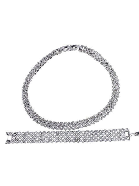 Set Swarovski Collar + Pulsera Plateado-Talla U