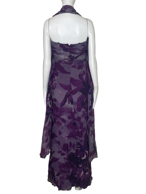 Vestidos Tadashi Collection Drapeado Morado-Talla 6