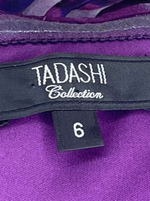 Vestidos Tadashi Collection Drapeado Morado-Talla 6