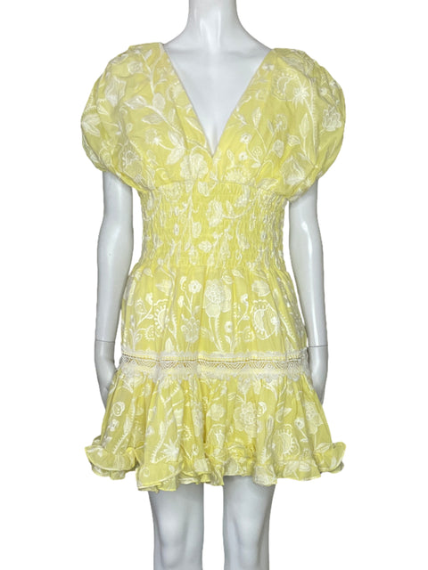 Vestido Waimari Mini Bordado Amarillo-Talla S