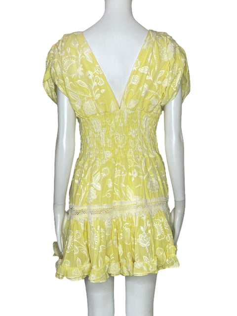 Vestido Waimari Mini Bordado Amarillo-Talla S