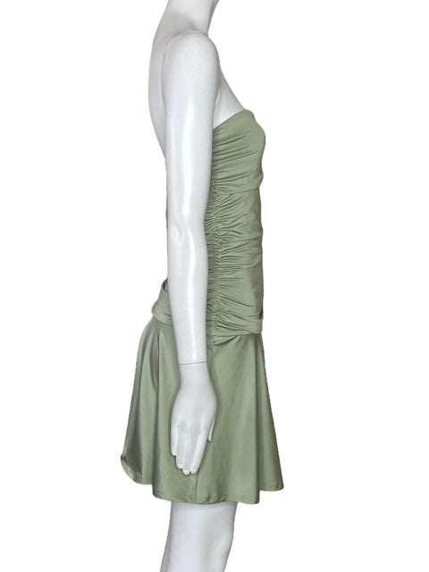 Vestido Aritzia Drepeado Mini Verde-Talla S