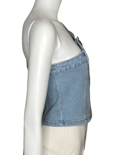 Top Superdown Denim One Shoulder Azul-Talla S