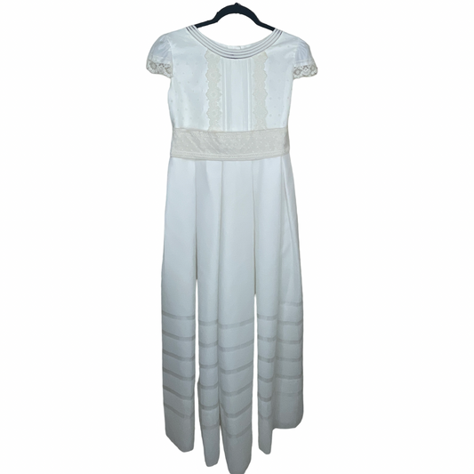 Vestido CHA CHAI Bordados Lazo Blanco - Talla 5