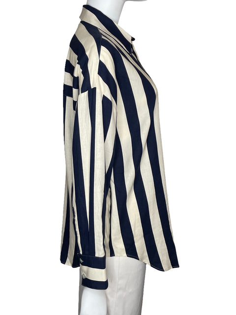 Camisa Zara Rayas Bicolor Beige-Talla XS