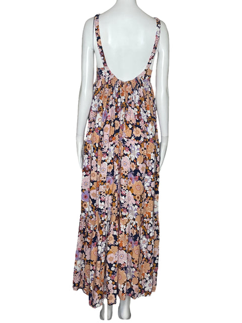 Vestido Tesoro Tps Fluido Flores Tiras Rosado-Talla M