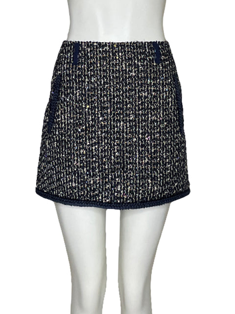 Falda Self-Portrait Tweed Azul - Talla 2