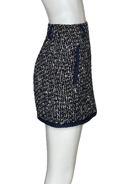 Falda Self-Portrait Tweed Azul - Talla 2