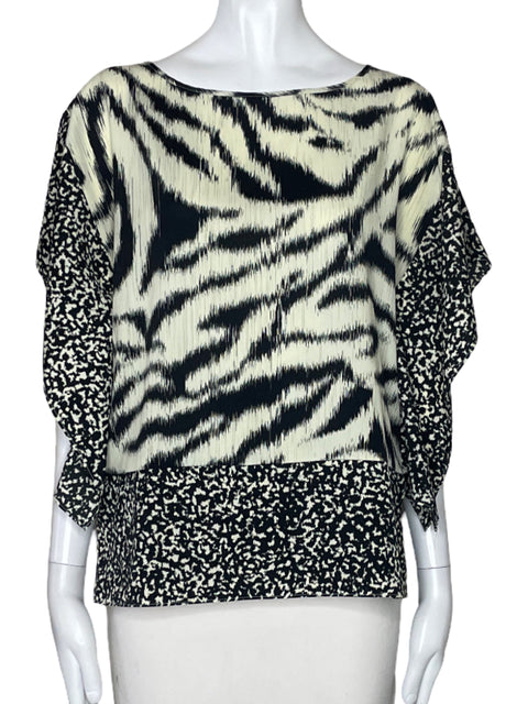 Blusa Michael Kors Estampado Fluido Negro-Talla S