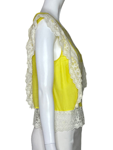 Blusa Tesoro Tps Bordado Encaje Amarillo-Talla S
