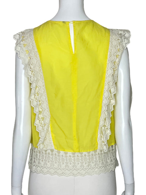 Blusa Tesoro Tps Bordado Encaje Amarillo-Talla S