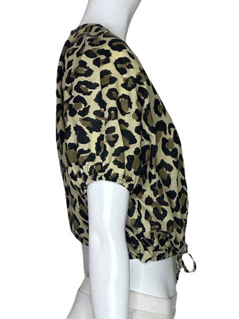 Blusa Zara Cropped Animal Print Marron-Talla XS