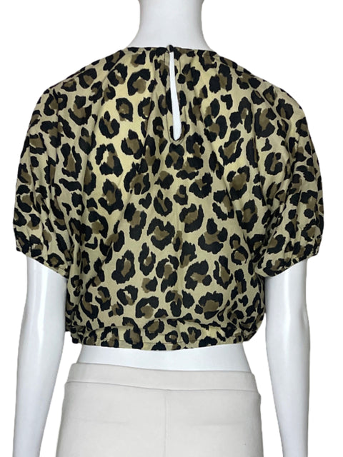 Blusa Zara Cropped Animal Print Marron-Talla XS