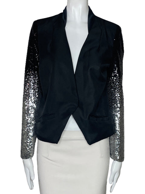 Blazer Hancy Lentejuela Bosillos Negro-Talla S