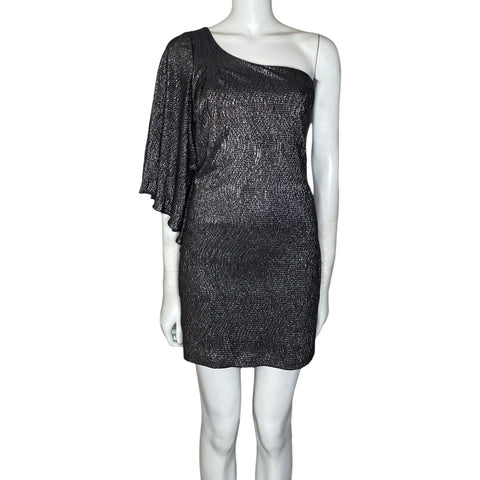 Vestido Sequin Hearts One Shoulder Plateado-
Talla M
