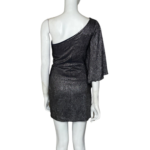 Vestido Sequin Hearts One Shoulder Plateado-
Talla M