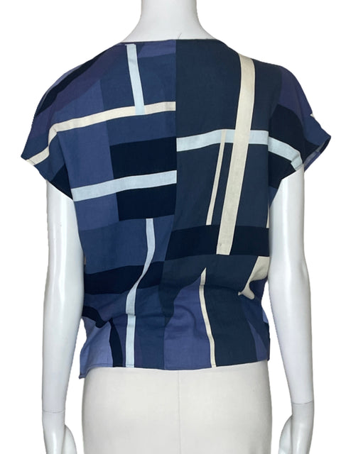 Blusa Zara Estampado Geometrico Azul-Talla M