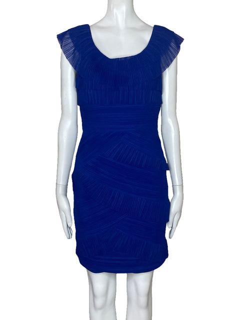 Vestido BCBG Acanalado Mallas Azul-Talla 4