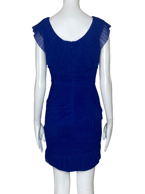 Vestido BCBG Acanalado Mallas Azul-Talla 4