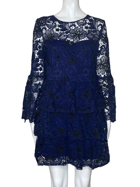 Vestido Aqua Encajado Vuelo Azul-Talla 6