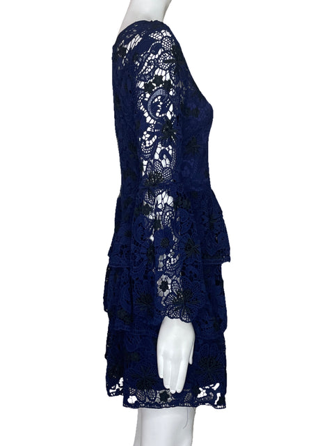 Vestido Aqua Encajado Vuelo Azul-Talla 6