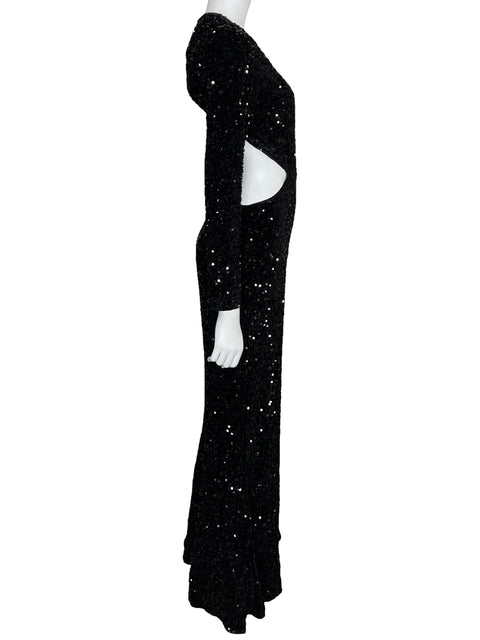 Vestido Tesoro Tps Lentejuelas Cut Out Negro-Talla M