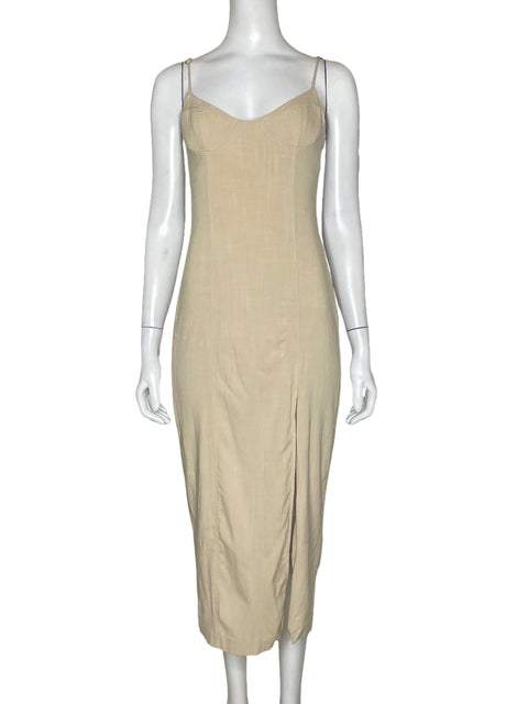Vestido Zara Maxi Tiras Beige - Talla XS