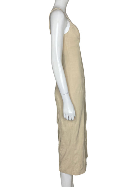 Vestido Zara Maxi Tiras Beige - Talla XS