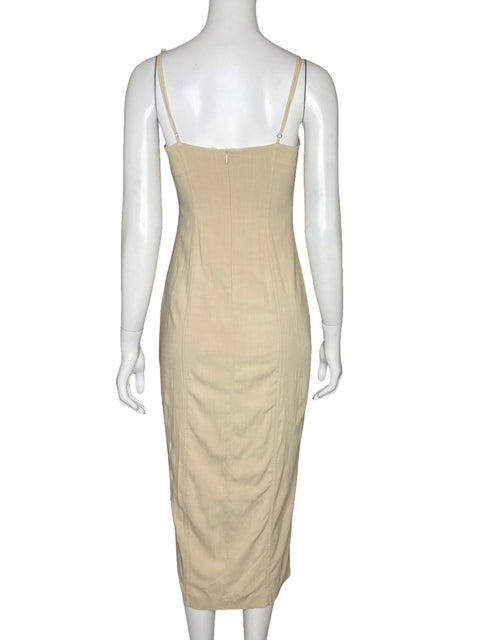 Vestido Zara Maxi Tiras Beige - Talla XS