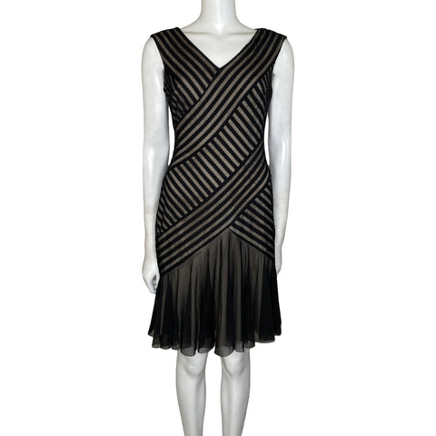 Vestido London Times Rayas Negro-Talla 8