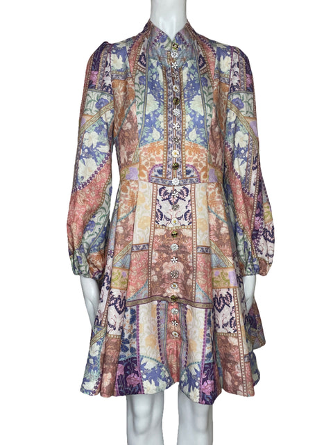 Vestido Via Vai Botones Flores Rosado-Talla S