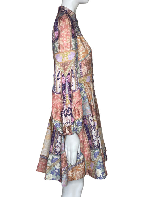 Vestido Via Vai Botones Flores Rosado-Talla S