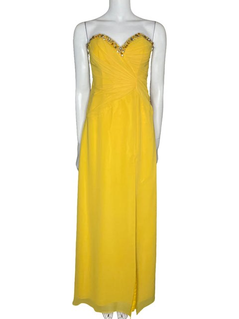 Vestido Faviana Maxi Strapless Amarillo-Talla 8