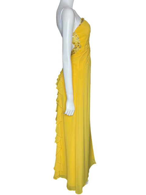 Vestido Faviana Maxi Strapless Amarillo-Talla 8
